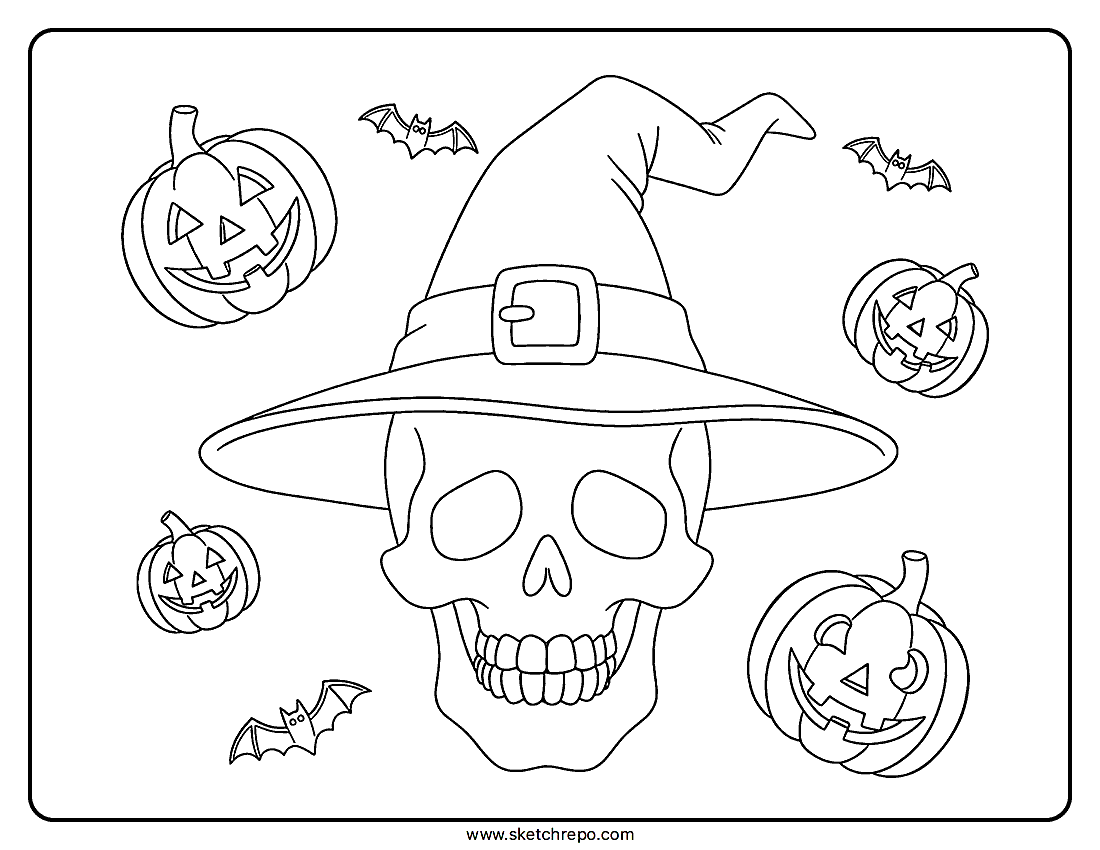 Halloween Skull Coloring Page