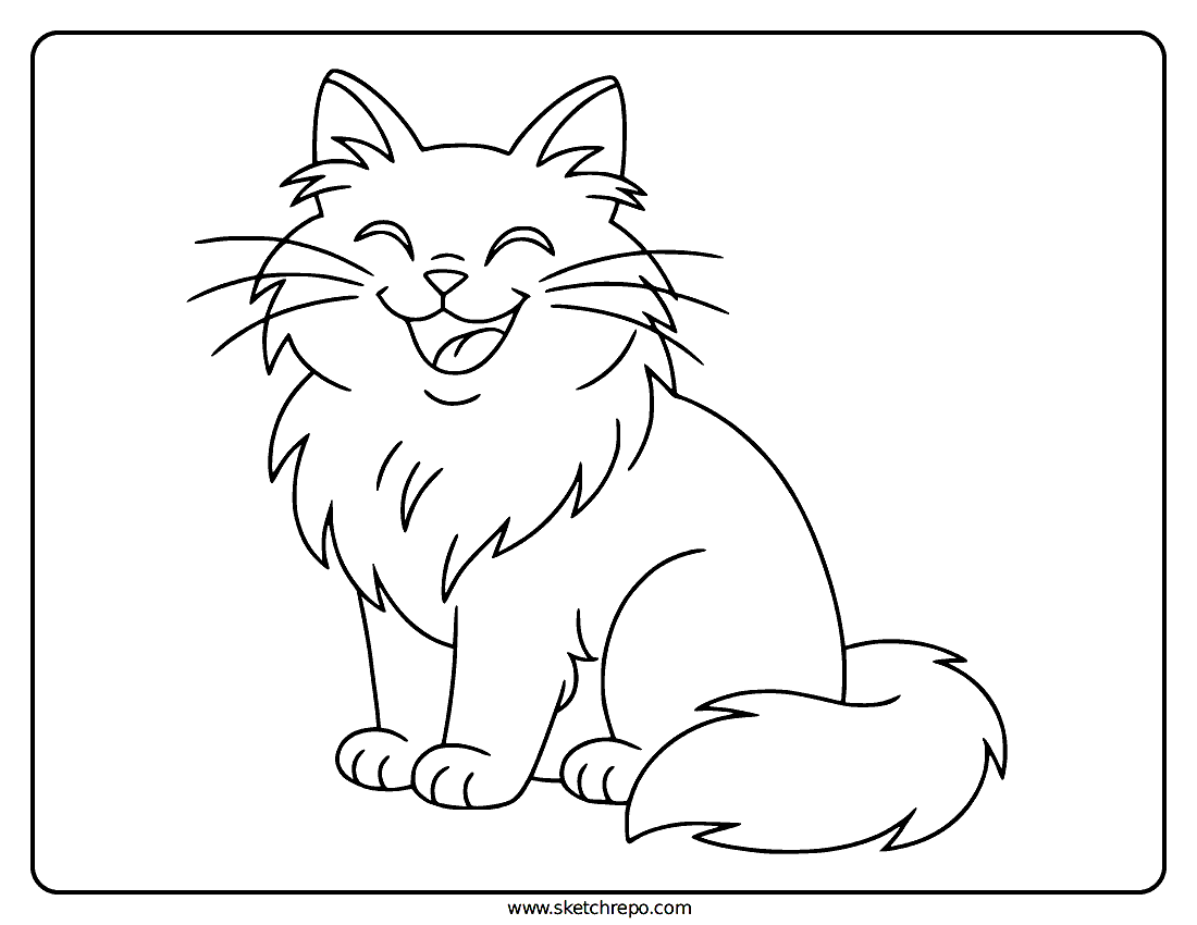 Happy Cat Coloring Page