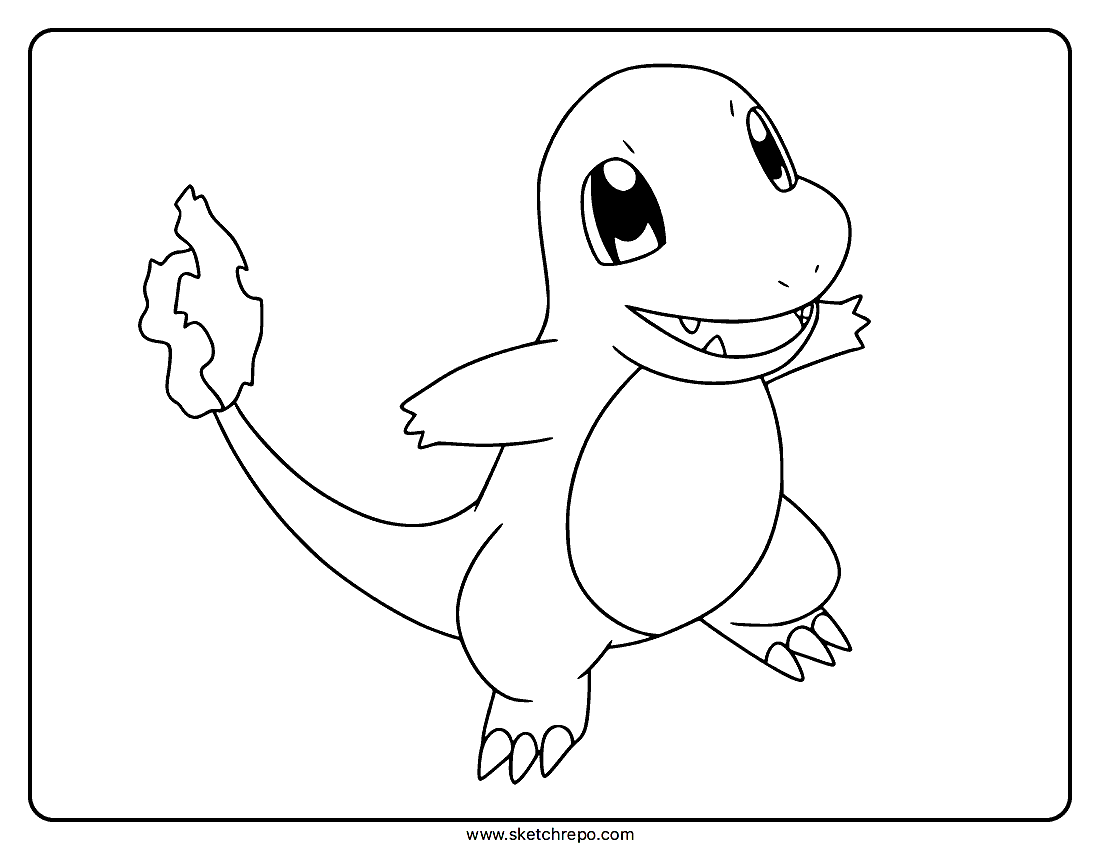 Happy Charmander Coloring Page