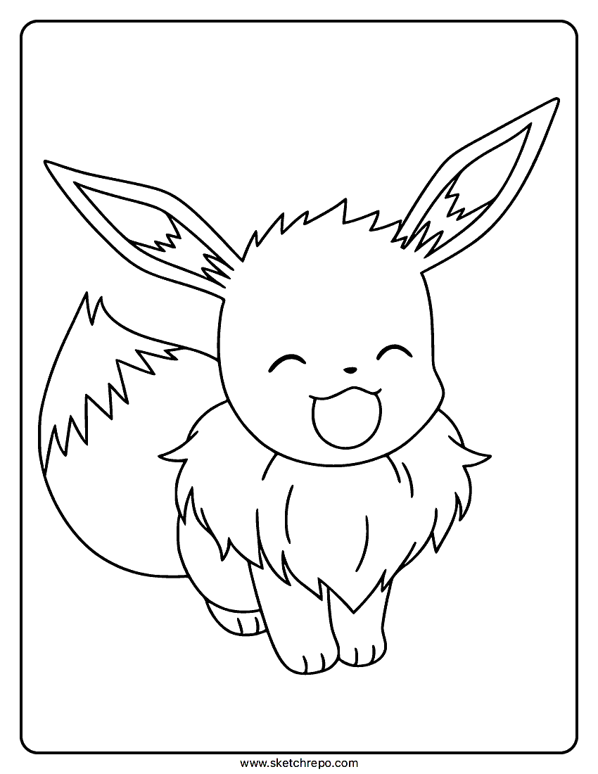 Happy Eevee Coloring Page