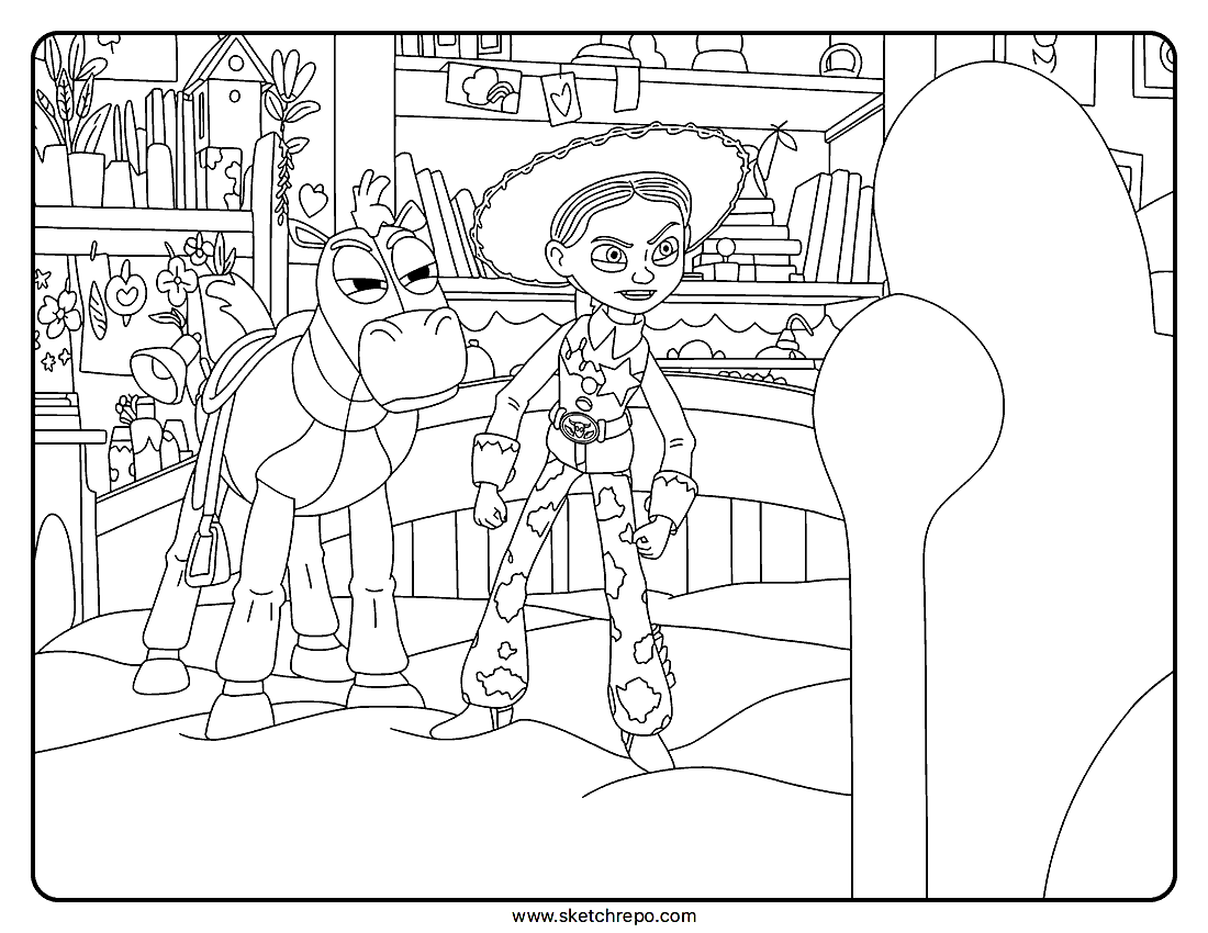 Jessie and Bullseye vs Lily Pad Coloring Sheet