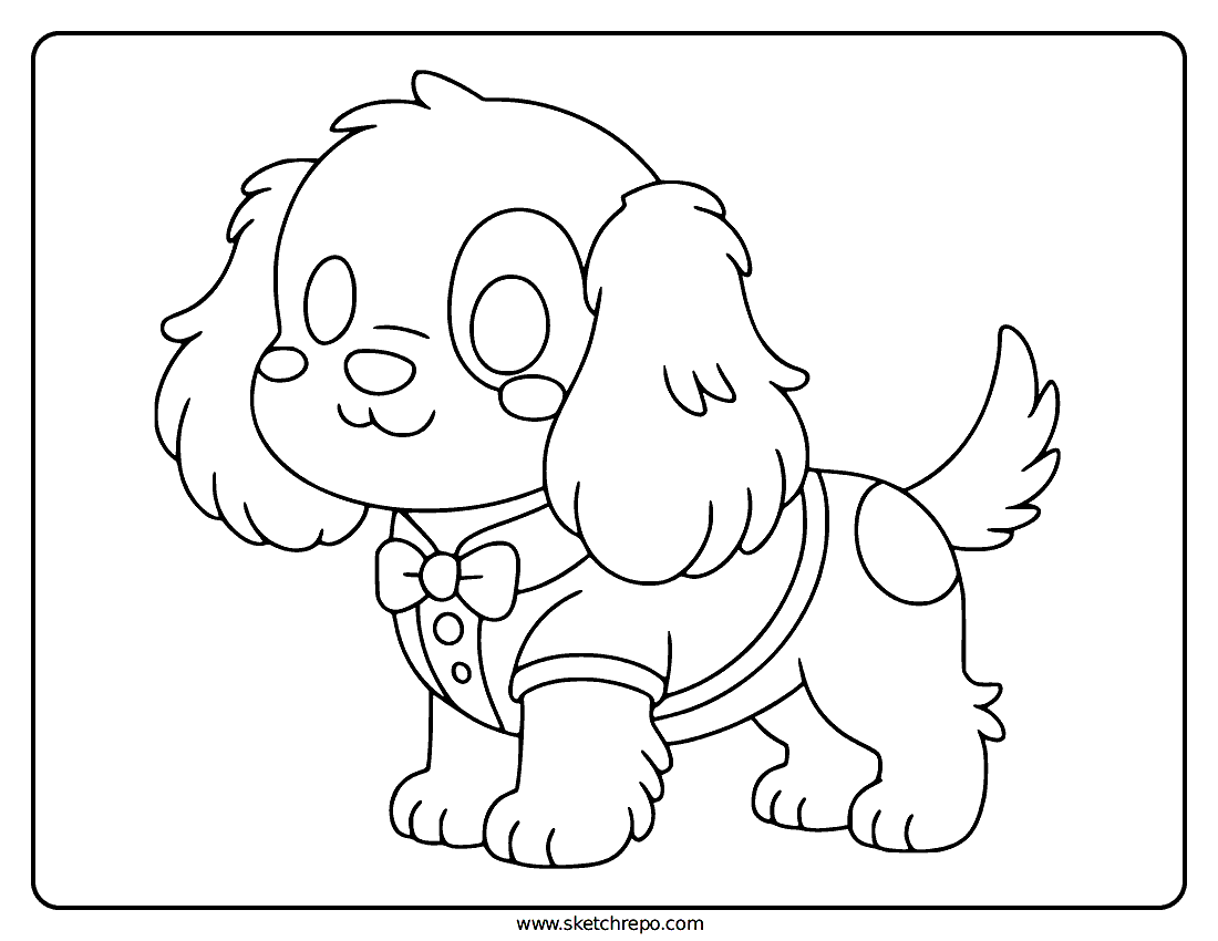 Kawaii Dog Coloring Page