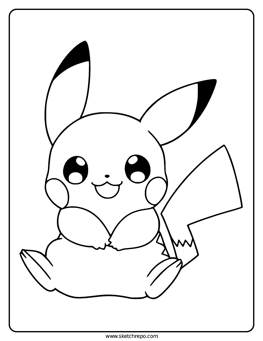 Kawaii Pikachu Coloring Page