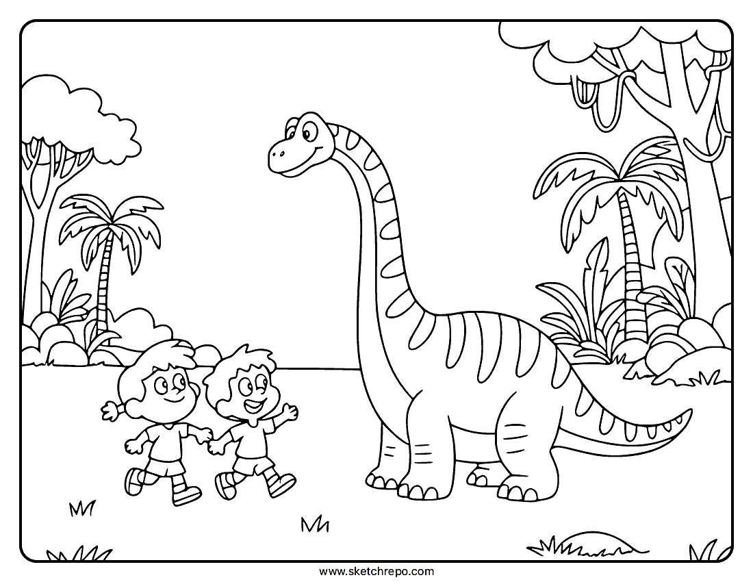 Kids Dinosaur Coloring Page