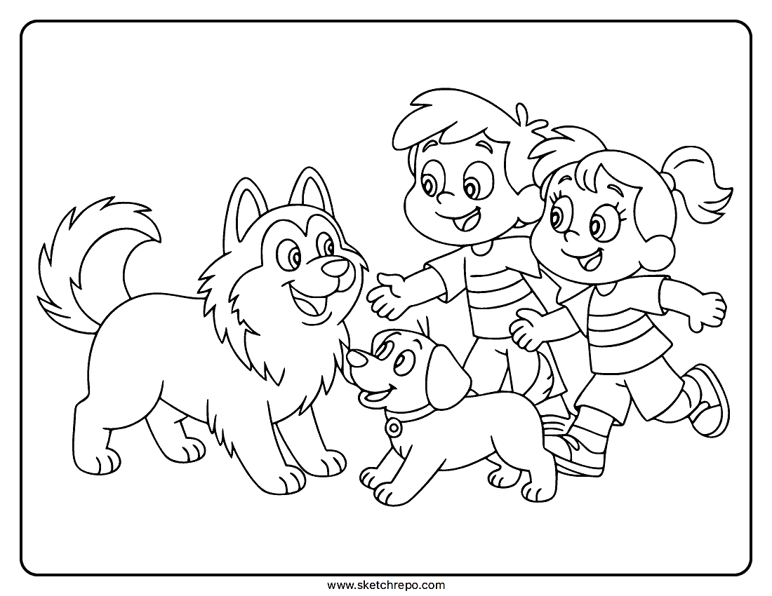 Kids Dog Coloring Page