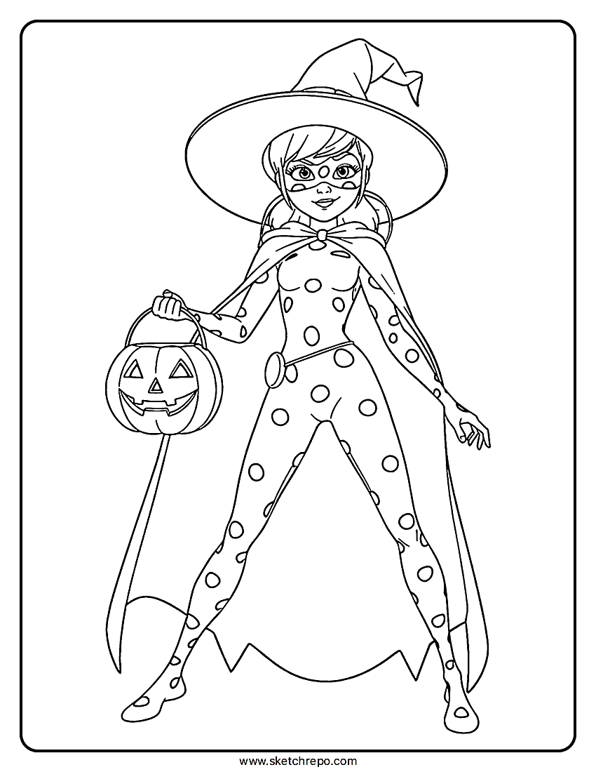 Ladybug Halloween Coloring Page