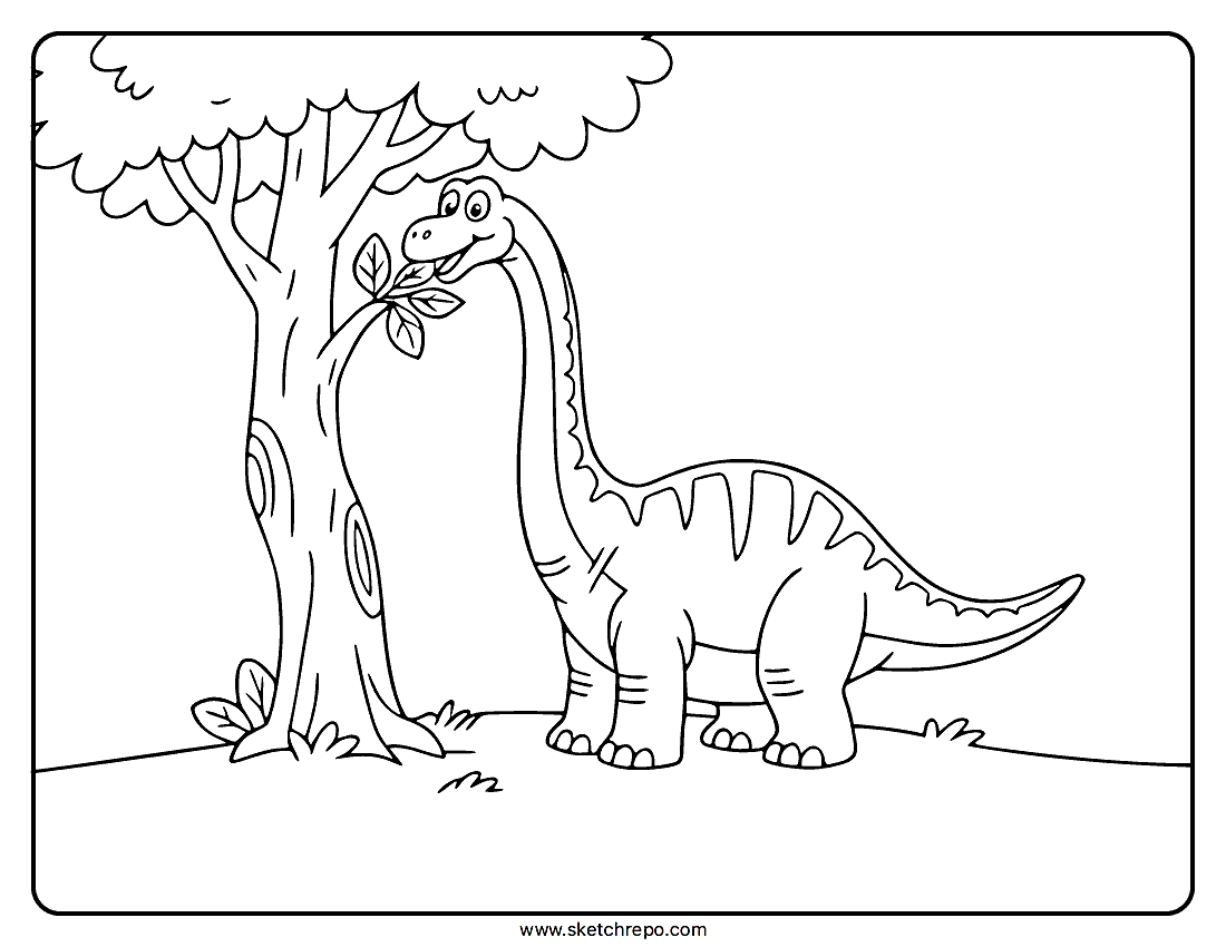 Long Neck Dinosaur Coloring Page