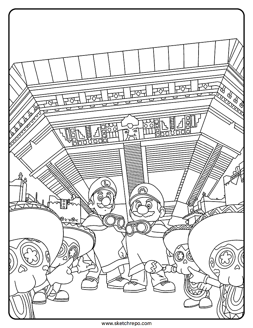 Mario and Luigi TSMGM Coloring Page
