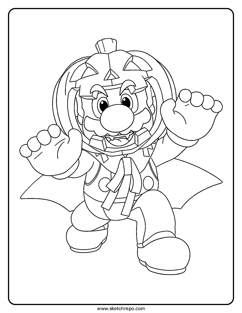 Mario Halloween Coloring Page