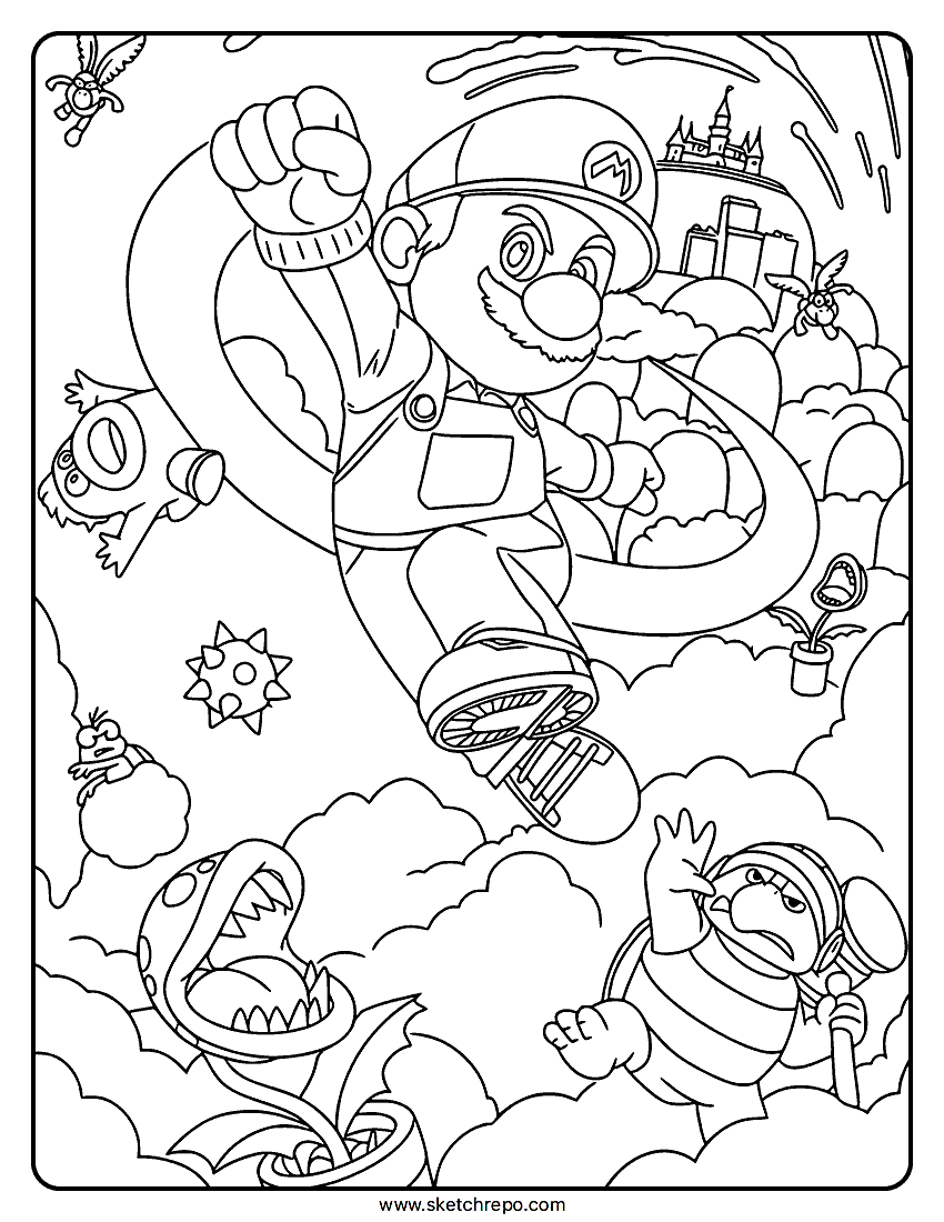 The Super Mario Galaxy Movie Poster Coloring Page