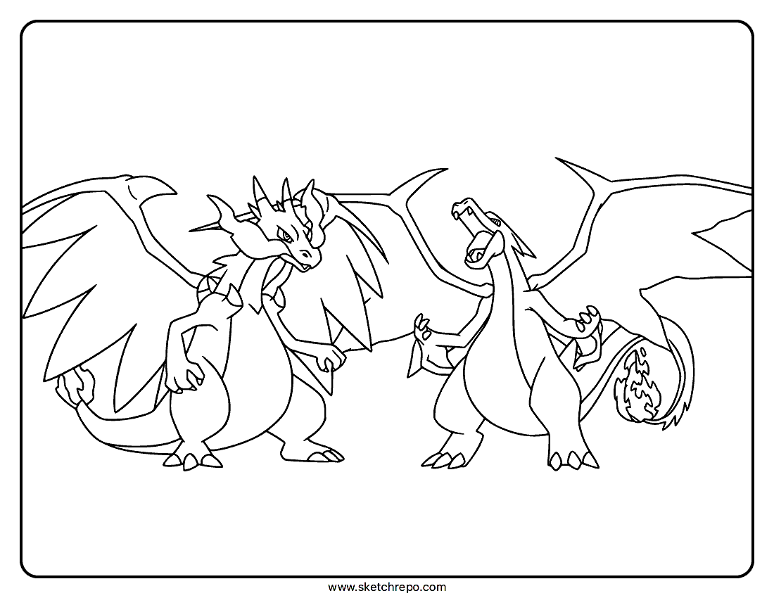 Mega Charizard X And Y Coloring Page
