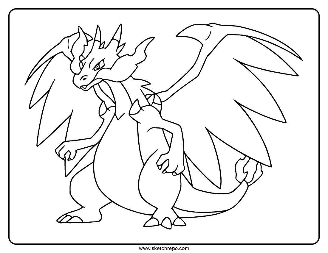 Mega Charizard X Coloring Page