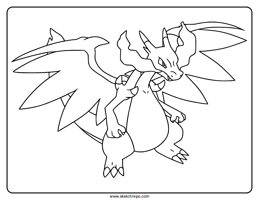 Mega Charizard X Pokemon Coloring Page