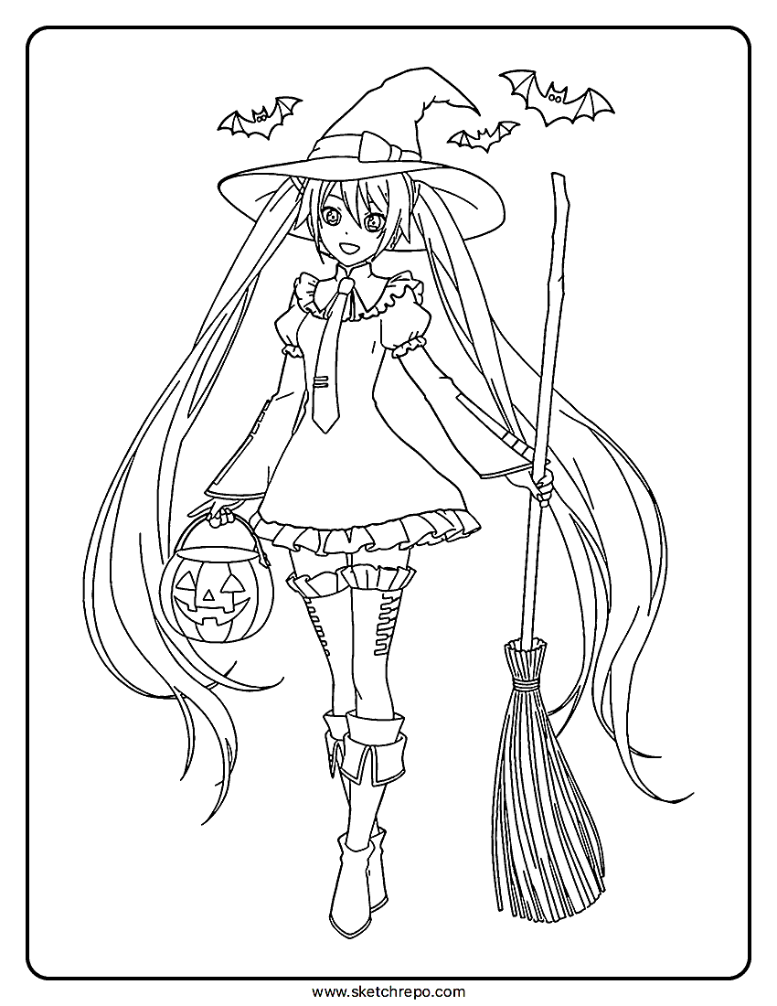 Miku Halloween Coloring Page