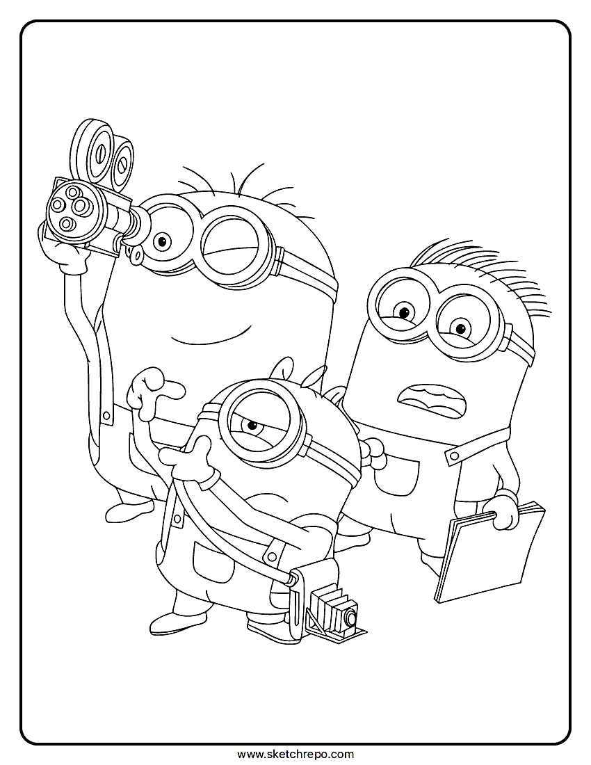 Minions Shooting Monster Movie Coloring Page