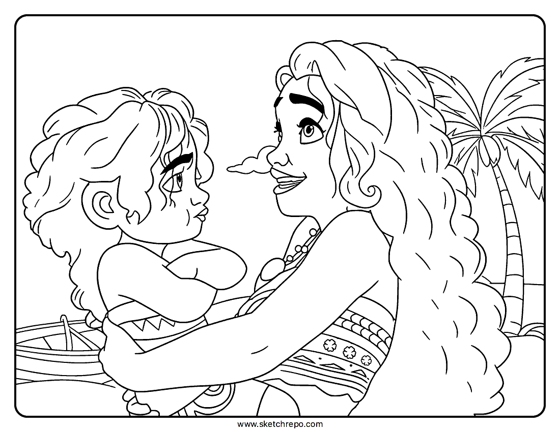 Moana And Simea Coloring Page