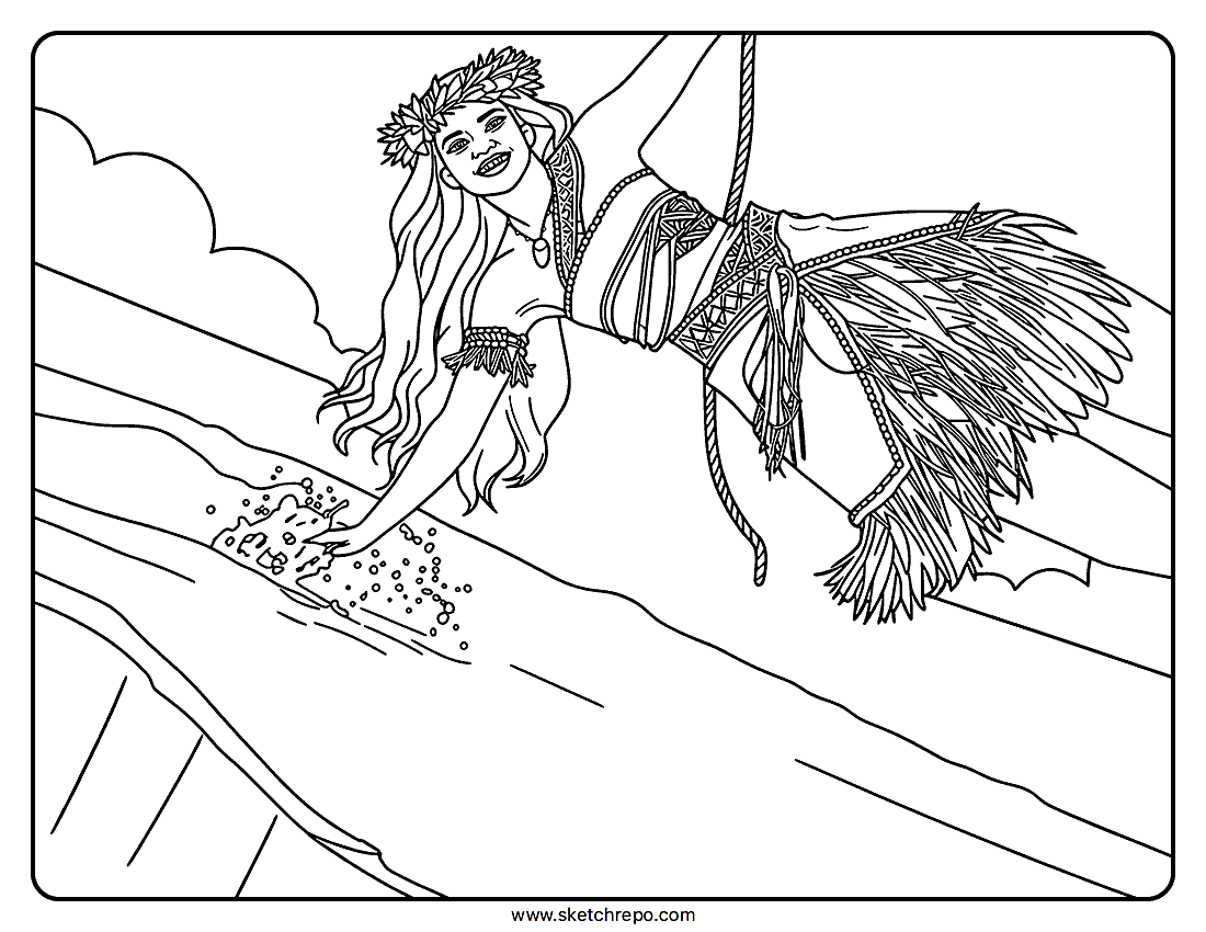 Moana At Sea Coloring Page