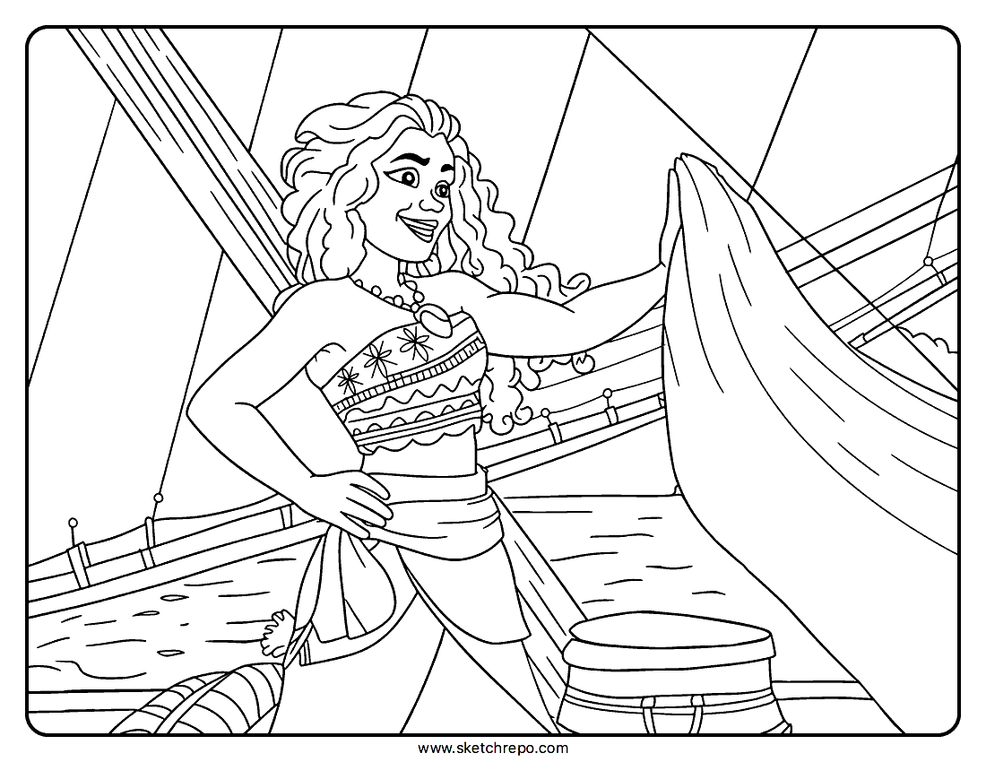Moana Sailing Coloring Page