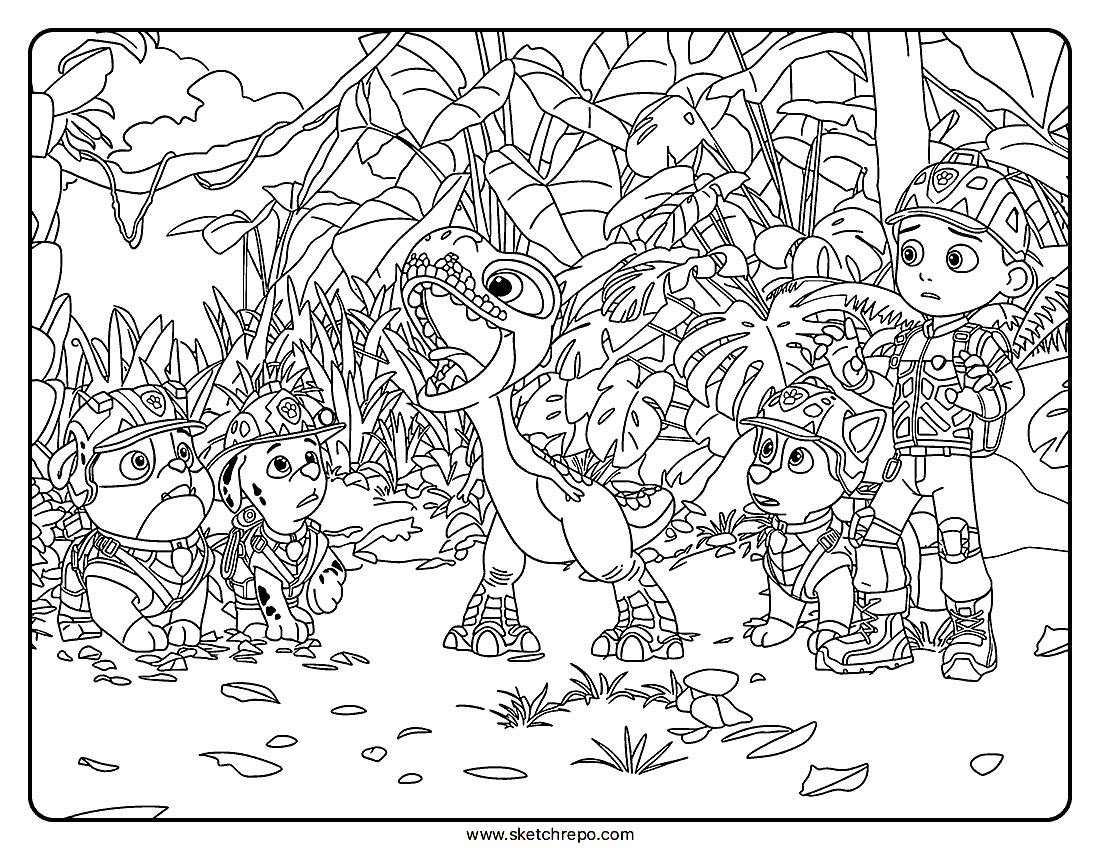 PAW Patrol The Dino Movie Coloring Sheet