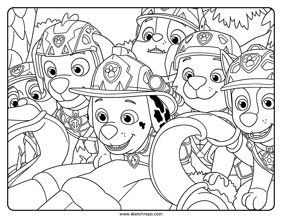 PAW Patrol The Dino Movie Squad Coloring Page