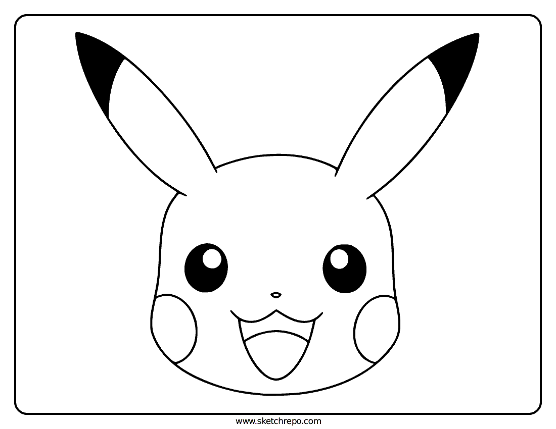 Pikachu Face Coloring Page