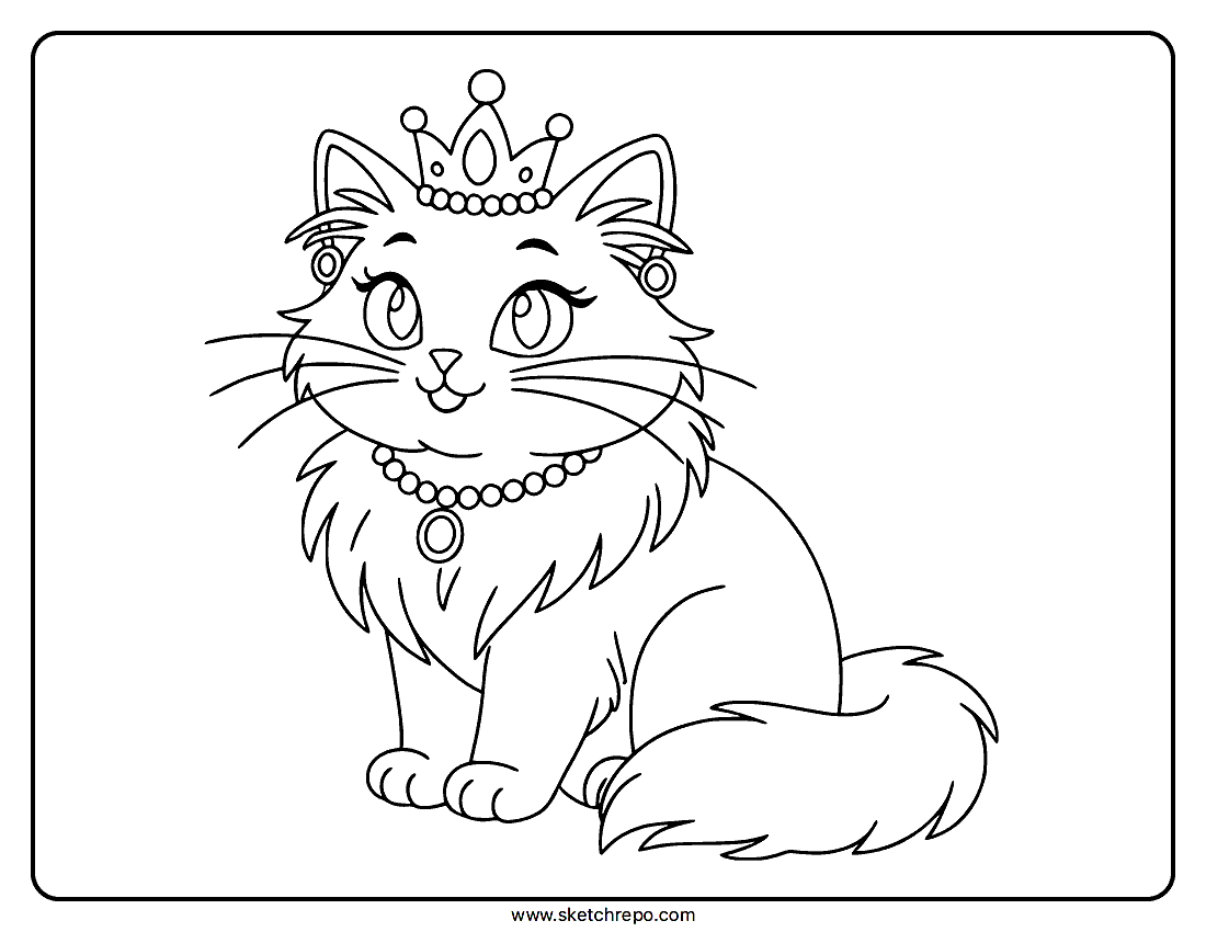 Princess Cat Coloring Page