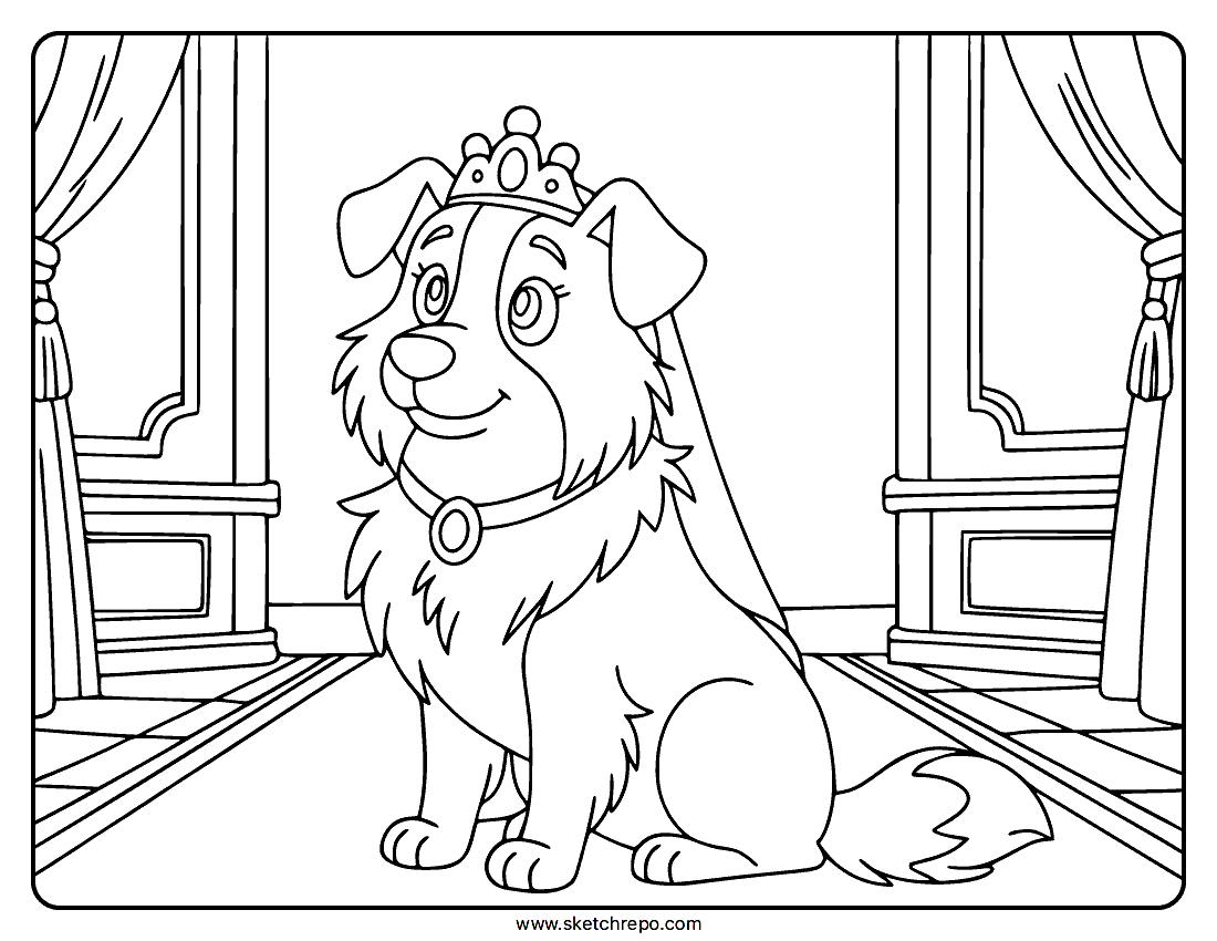 Princess Dog Coloring Page