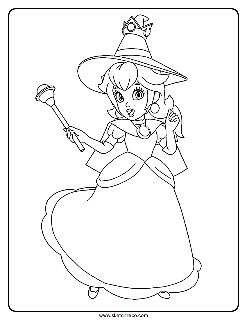 Princess Peach Halloween Coloring Page