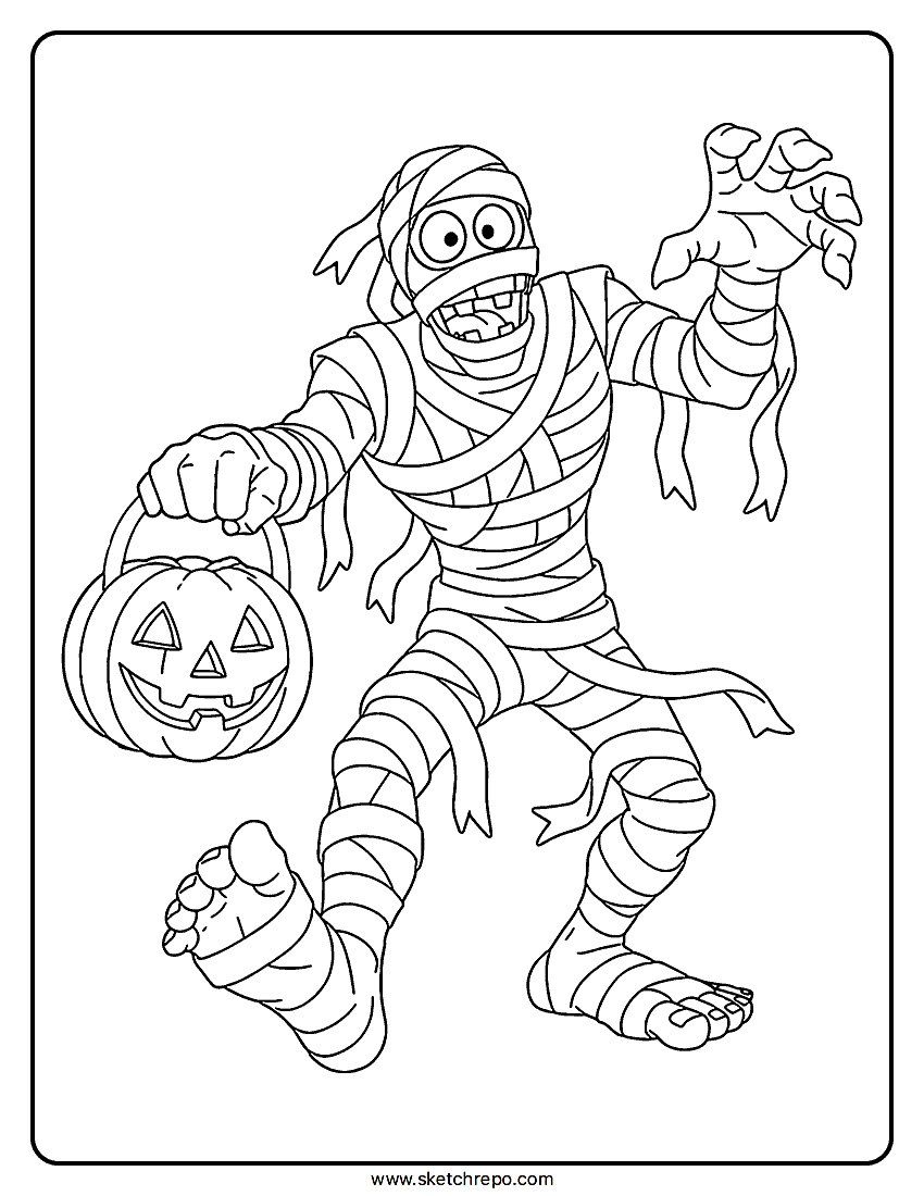 Printable Halloween Mummy Coloring Sheet