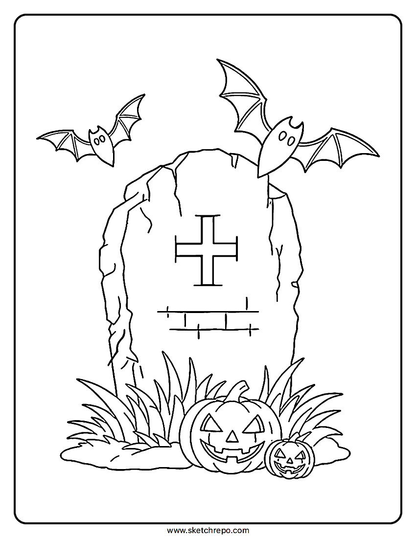 A spooky yet cool Halloween tombstone coloring sheet that can be easily printed.