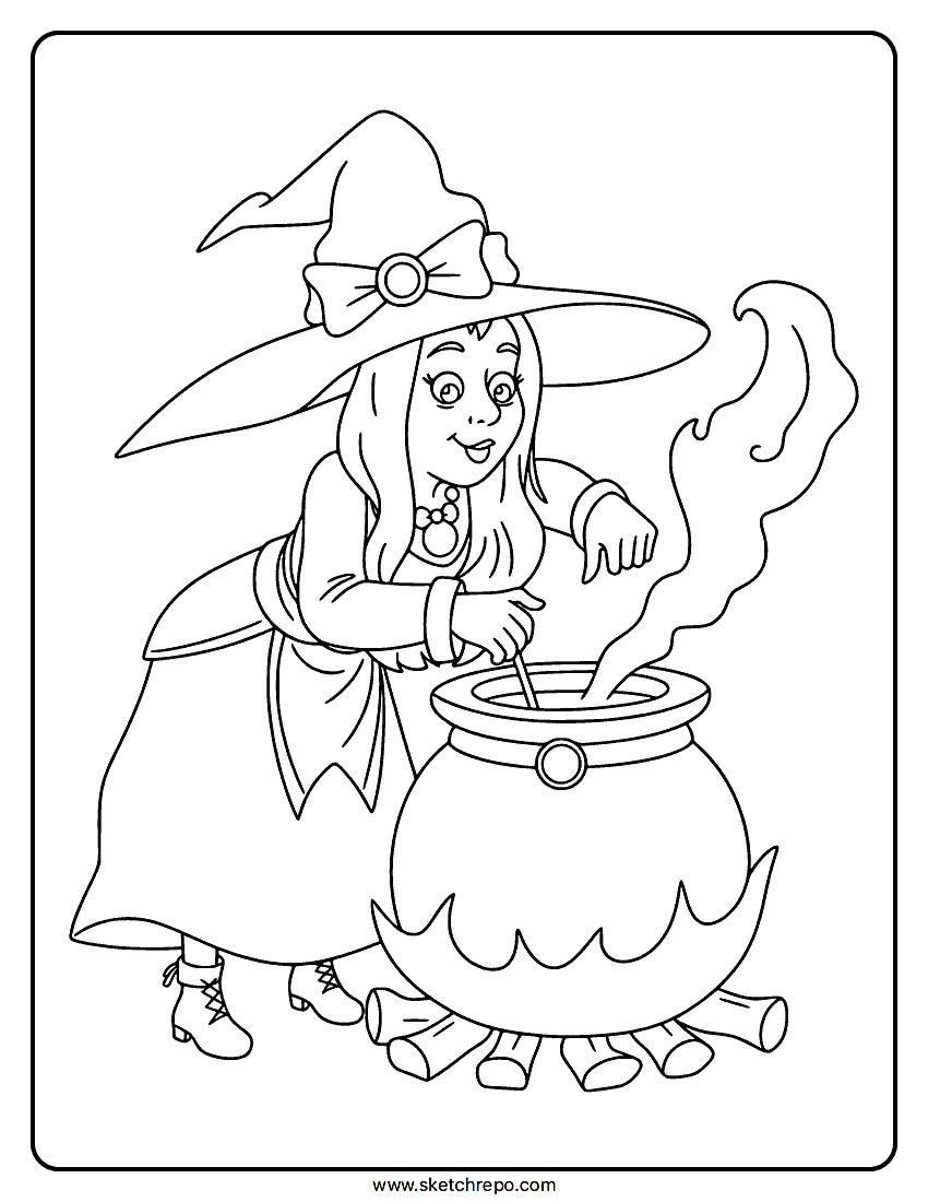 Printable Halloween Witch Coloring Sheet