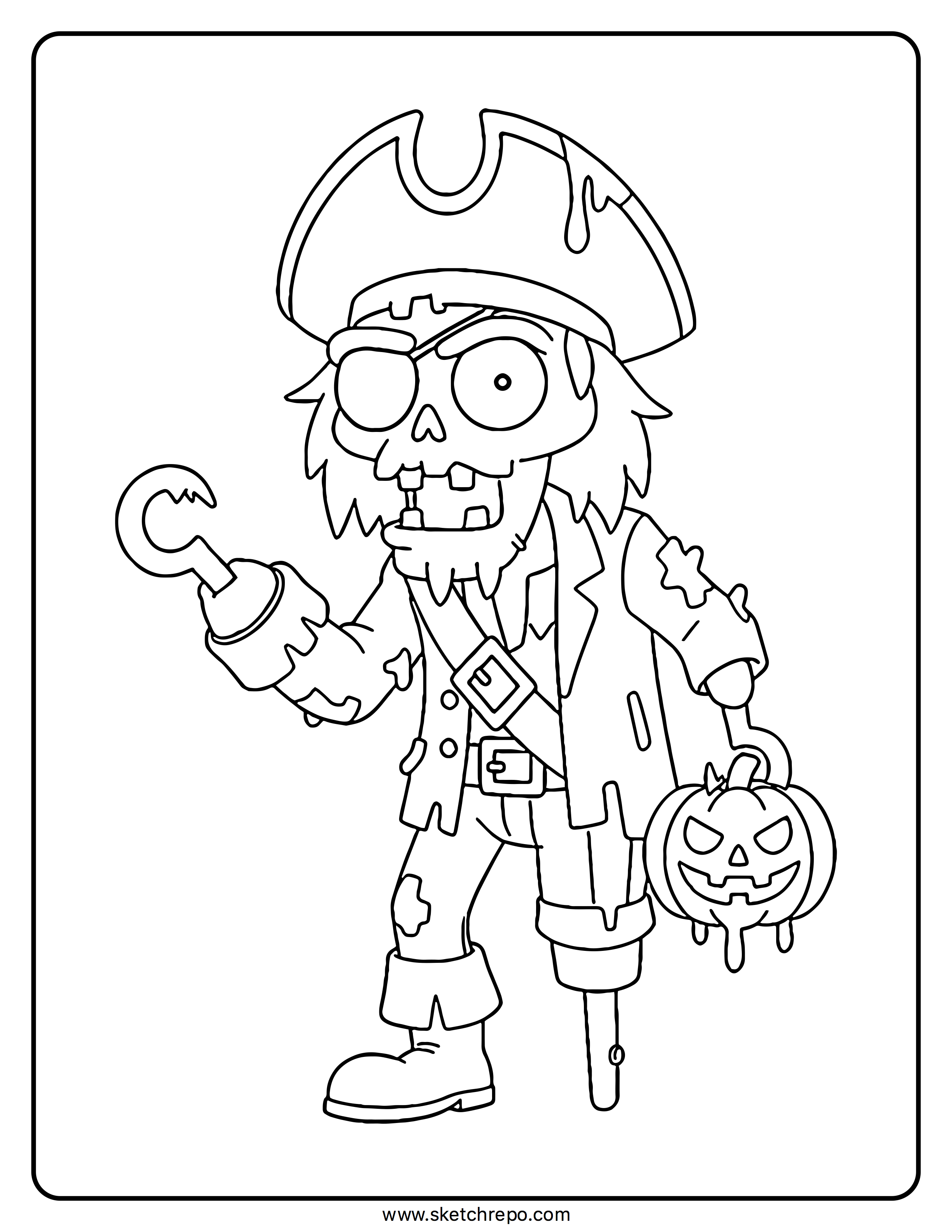 Printable Halloween Zombie Pirate Coloring Sheet