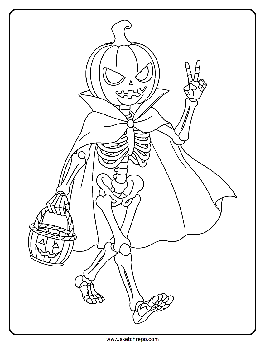 Printable Skeleton Coloring Page PDF