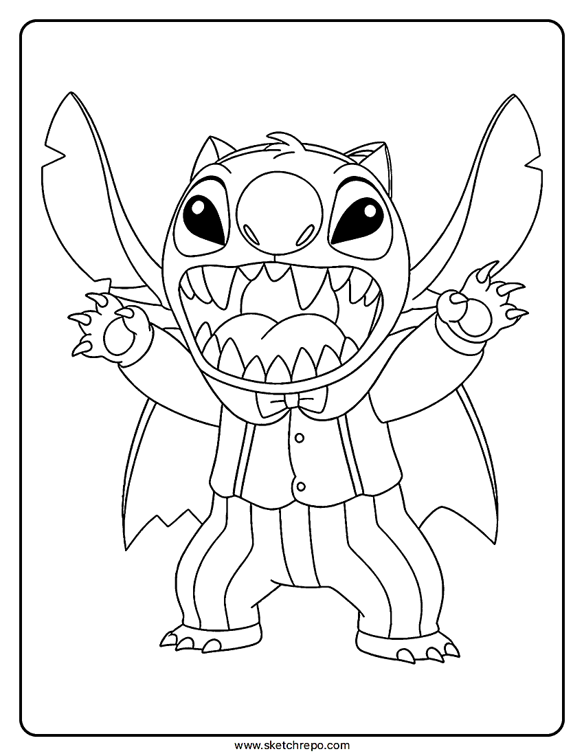 Printable Stitch Halloween Coloring Page PDF