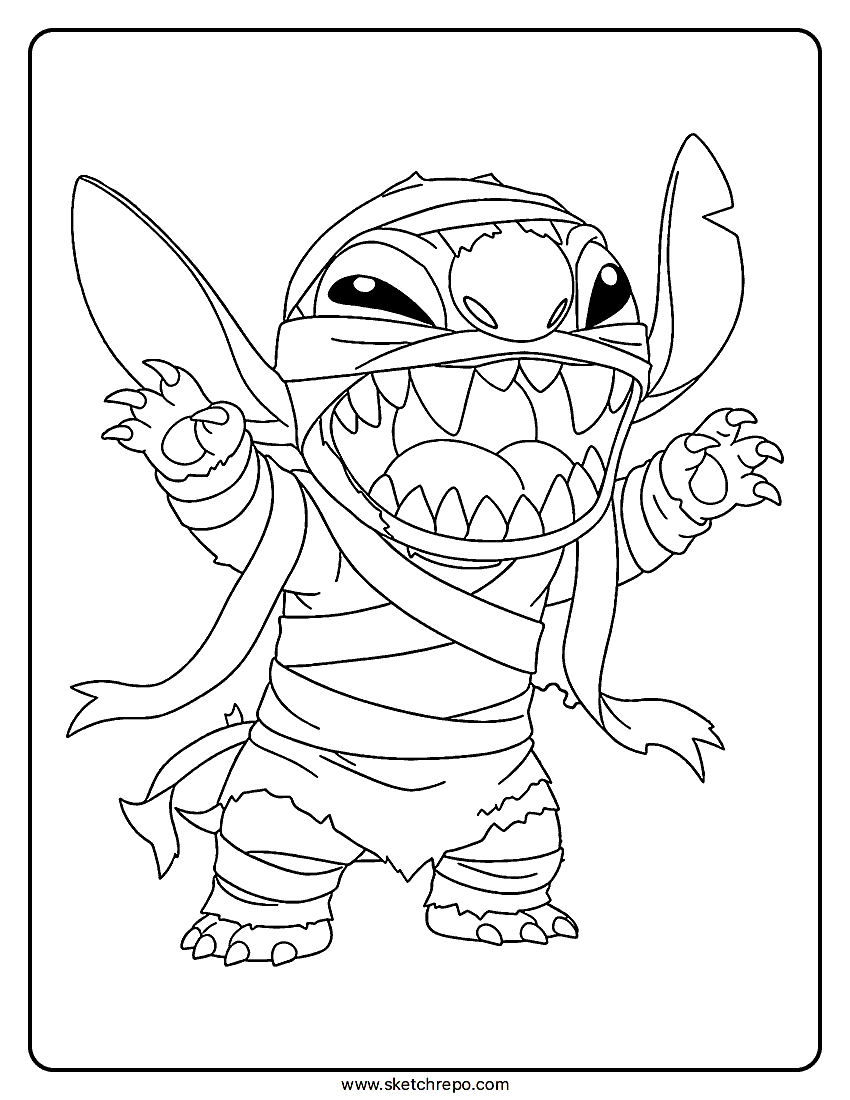 Printable Stitch Halloween Coloring Sheet