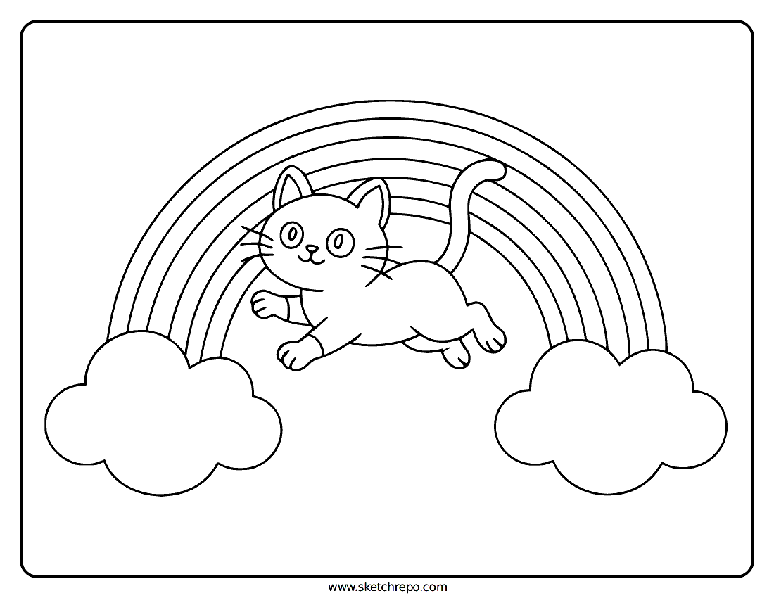 Rainbow Cat Coloring Page