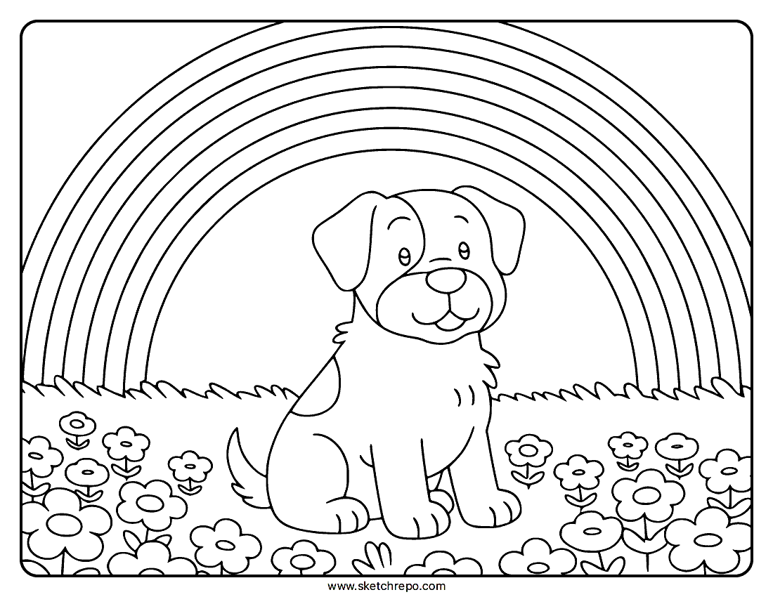 Rainbow Dog Coloring Page
