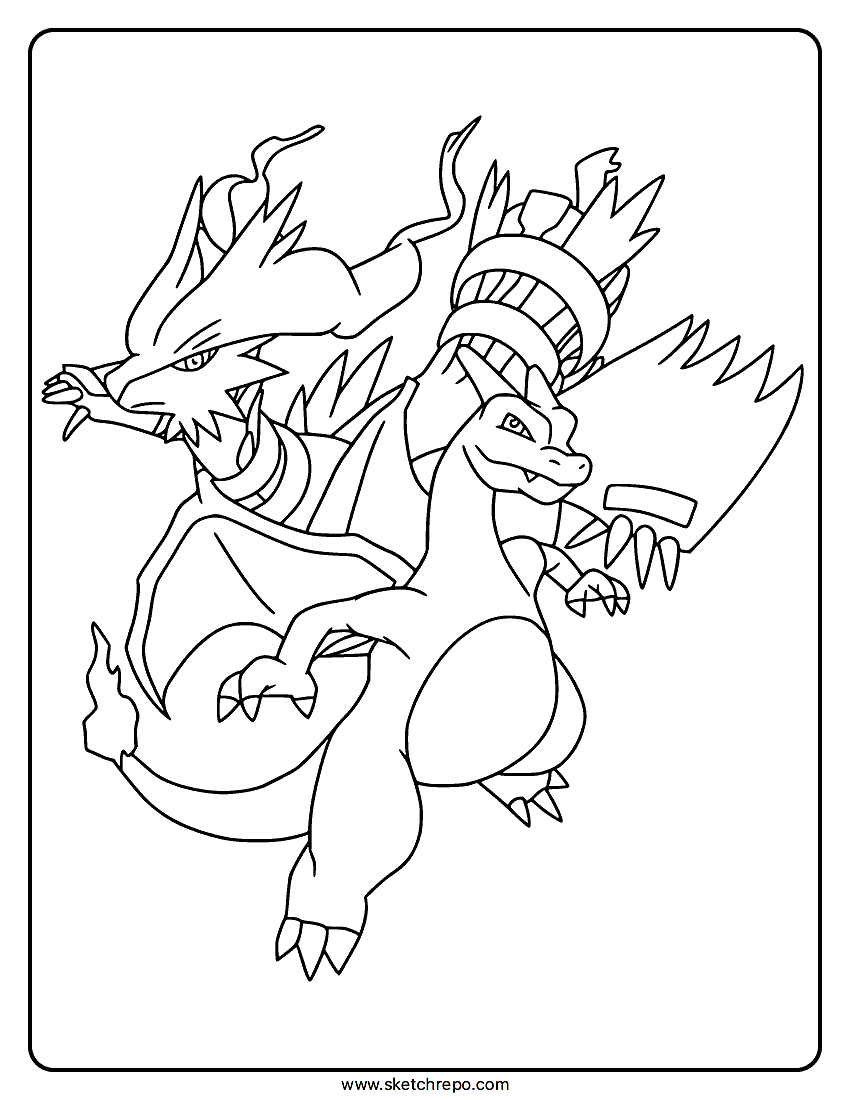 Reshiram Charizard Coloring Page