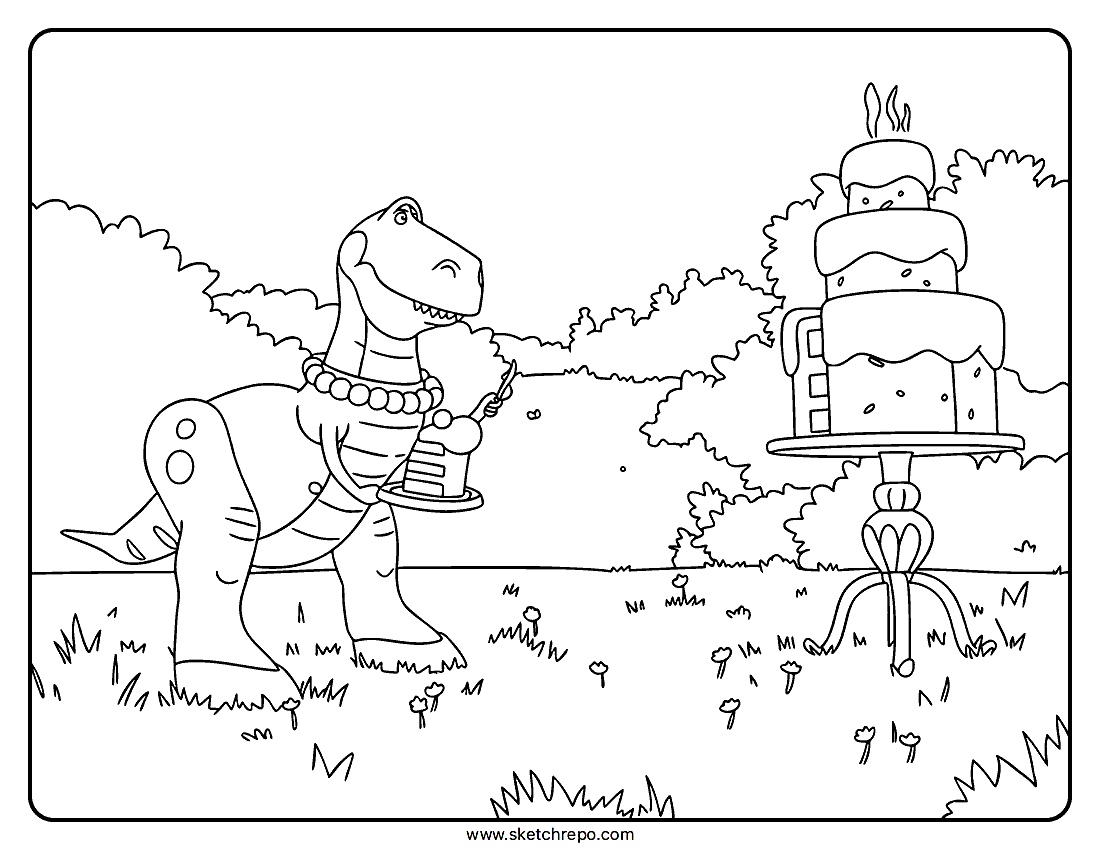 Toy Story 5 Rex Coloring Page