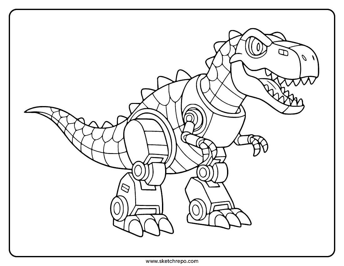 Robot Dinosaur Coloring Page
