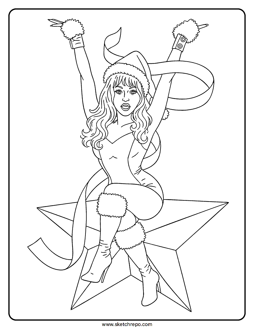 Sabrina Carpenter Christmas Coloring Page