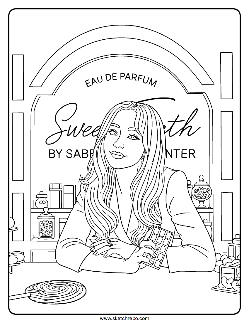 Sabrina Carpenter Sweet Tooth Coloring Page