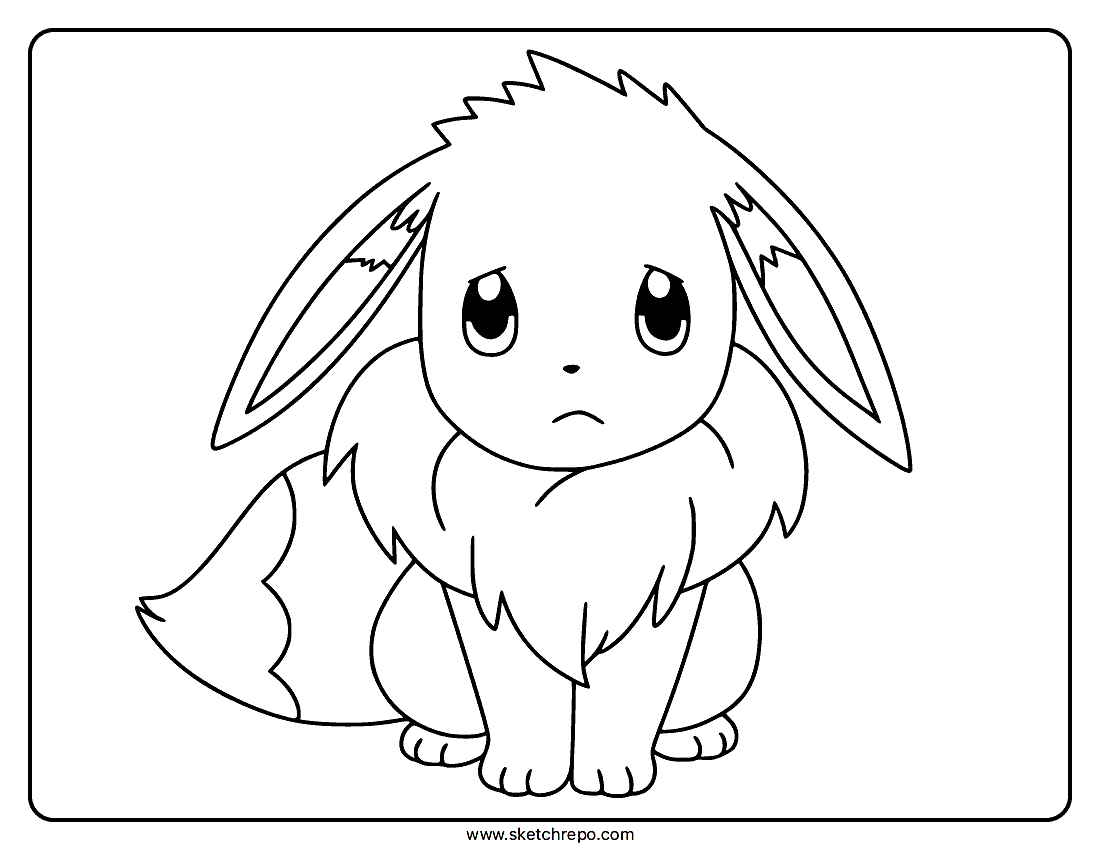Sad Eevee Coloring Page