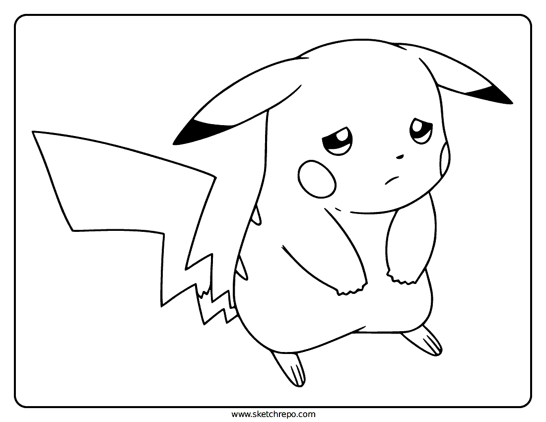 Sad Pikachu Coloring Page