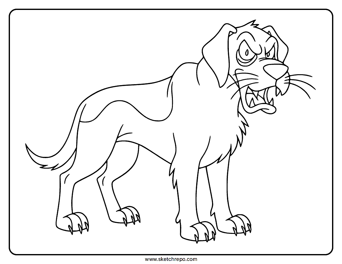 Scary Dog Coloring Page