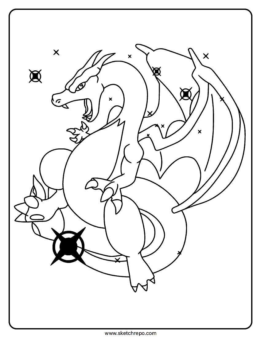Shadow Charizard Coloring Page