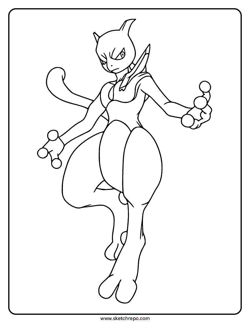 Shadow Mewtwo Coloring Page