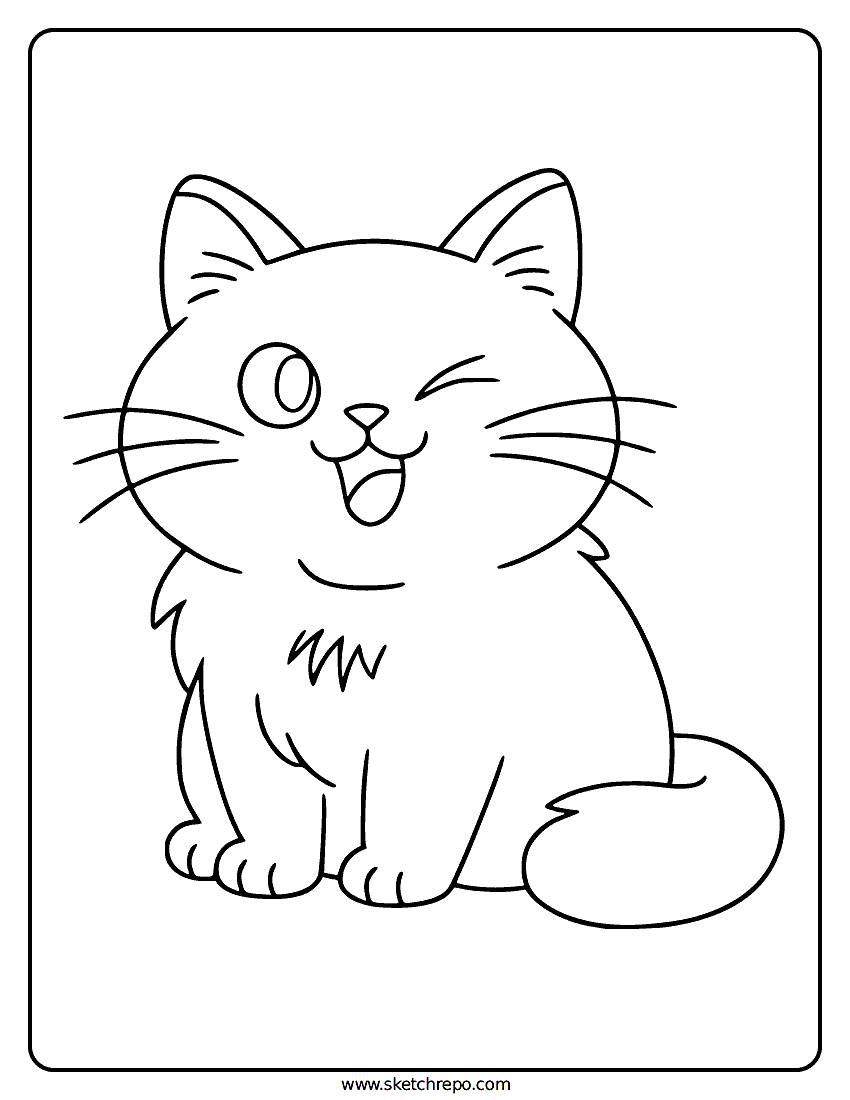 Silly Cat Coloring Page