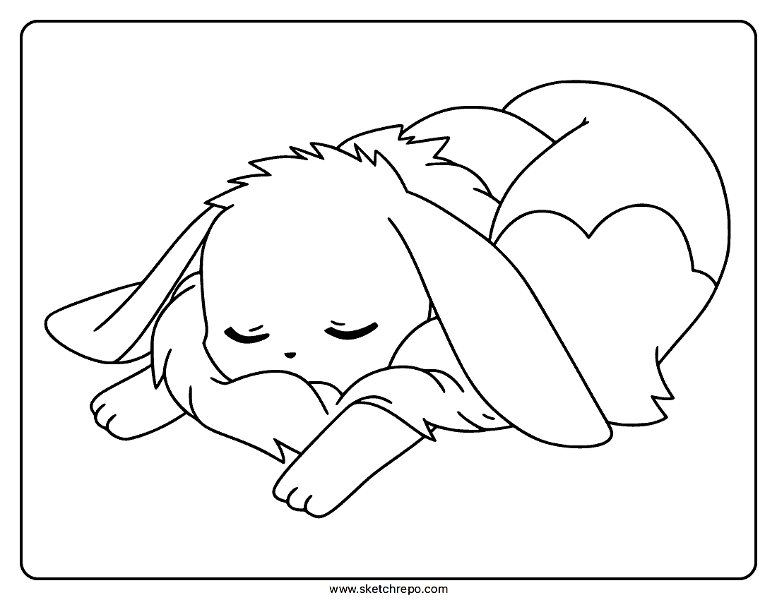 Sleeping Eevee Coloring Page