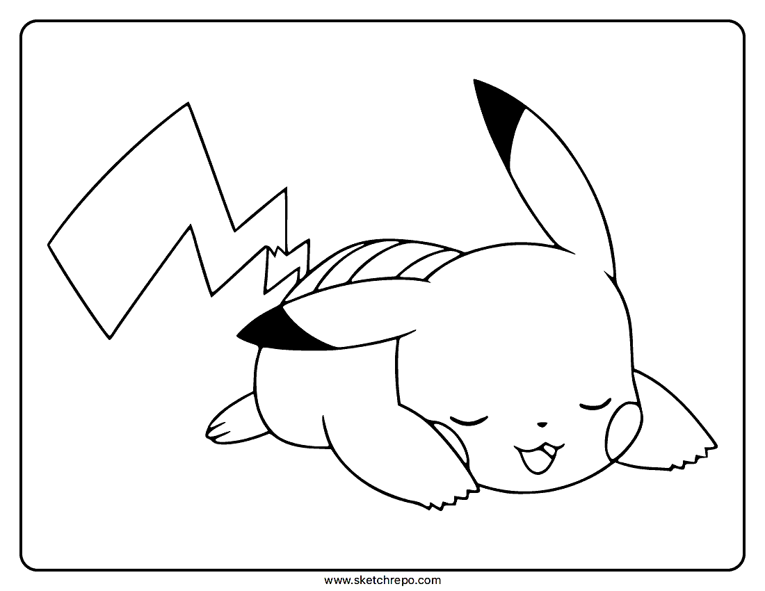 Sleeping Pikachu Coloring Page